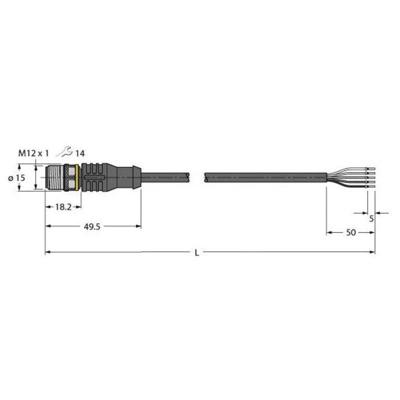 Turck 6629933 Sensor/actuator aansluitkabel Aantal polen (sensoren): 5 2 m 1 stuk(s)