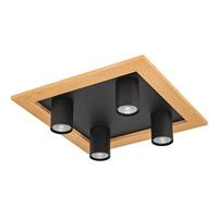 Eglo OpbouwspotValcasotto 1 zwart met hout - 900435 - thumbnail