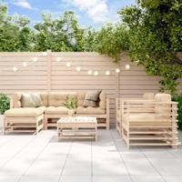7-delige Loungeset met kussens massief teak - thumbnail