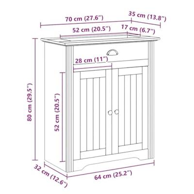Wastafelkast BODO 70x35x80 cm wit