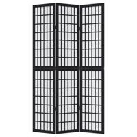 Kamerscherm met 3 panelen massief paulowniahout zwart - thumbnail