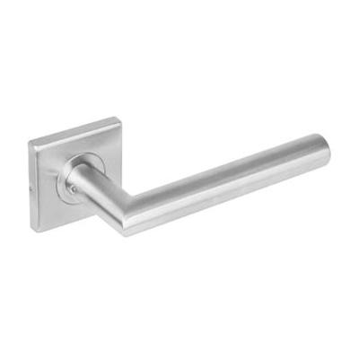 Intersteel Deurkruk Jura hoek 90° op vierkant rozet dubbel geveerd - RVS Intersteel Deurkruk Jura hoek 90° op vierkant rozet dubbel geveerd - RVS