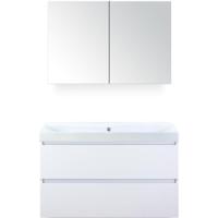 Maxx XL Badmeubelset 100 cm - Wit Hoogglans - Wastafel Just Zonder Kraangat met Spiegelkast - thumbnail