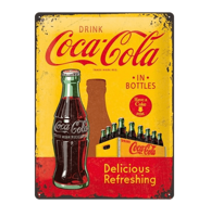 Wandbord Coca Cola Yellow in Bottles - thumbnail