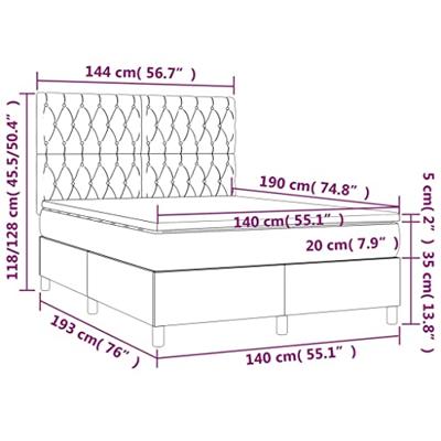 Boxspring met matras en LED stof crèmekleurig 140x190 cm - thumbnail