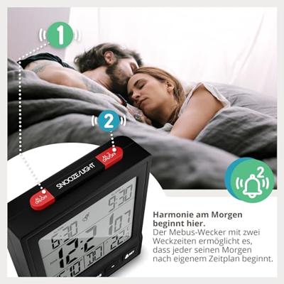 Mebus 25581 Wekker Zwart Alarmtijden 2 2 timertijden