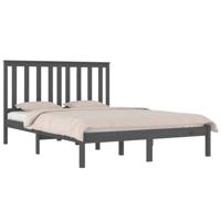 Bedframe massief grenenhout grijs 200x200 cm - thumbnail