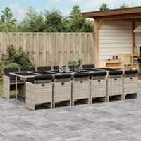 13-delige Tuinset met kussens poly rattan lichtgrijs - thumbnail