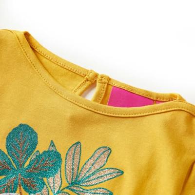 Kindershirt met lange mouwen dierenprint 92 okerkleurig