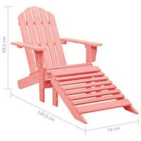 Tuinstoel Adirondack met voetenbank massief vurenhout roze - thumbnail