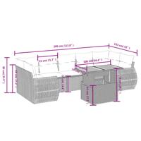 8-delige Loungeset met kussens poly rattan beige - thumbnail