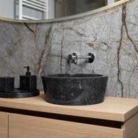 Waskom Loutro Bali B Rond 40x40x15 cm Marmer Black Loutro - thumbnail