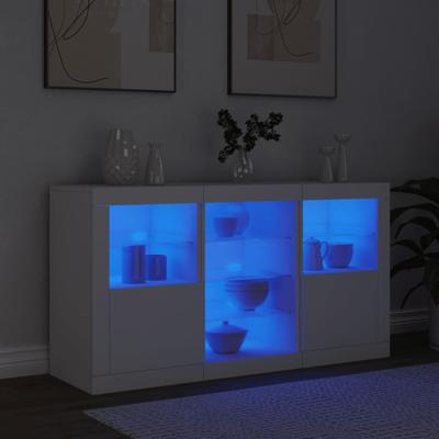 Dressoir met LED-verlichting 123x37x67 cm wit