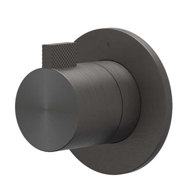 Afbouwdeel IVY Tribe Doorstroom inbouwstopkraan Symmetry Met Rond Rozet RVS316 Geborsteld Carbon Black PVD IVY