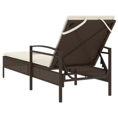 Ligbed met kussen 63x200x81 cm poly rattan bruin - thumbnail