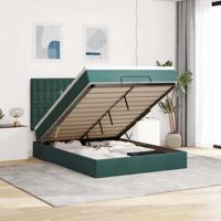Ottoman bed met matrassen 140x190cm fluweel donkergroen - thumbnail