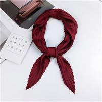 Dames retro stijl geplooid Diamond Square sjaal zijden sjaal lengte: 70cm (rode wijn) - thumbnail