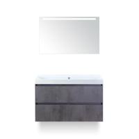 Maxx XL Badmeubelset 100 cm - Beton Antraciet - Wastafel Just Zonder kraangat - met LED Spiegel - thumbnail