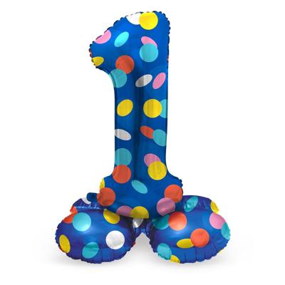 Folat BV Staande folieballon colorful dots cijfer 1 - 72cm Folat BV Staande folieballon colorful dots cijfer 1 - 72cm