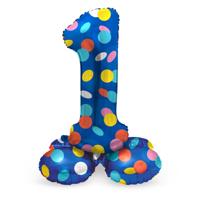 Folat BV Staande folieballon colorful dots cijfer 1 - 72cm - thumbnail