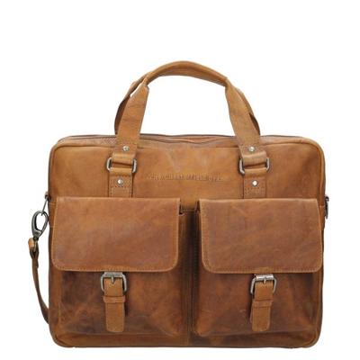 Chesterfield Leren Laptoptas Businessbag George Wax Pull Up Cognac