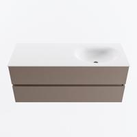 MONDIAZ VICA 120cm badmeubel onderkast Smoke 2 lades. Wastafel MOON rechts zonder kraangat, kleur Talc. - thumbnail