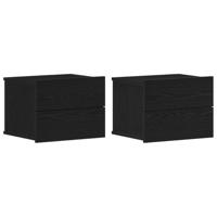Nachtkastje 2 pcs Zwart Eiken 40 x 30 x 30 cm Bewerkt hout - thumbnail