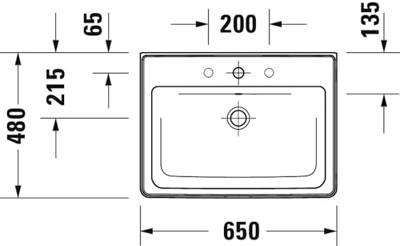 Wastafel Duravit D-Neo Met Rand Overloop Kraanvlak Zonder Kraangat 65 cm Hoogglans Wit - thumbnail