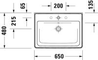 Wastafel Duravit D-Neo Met Rand Overloop Kraanvlak Zonder Kraangat 65 cm Hoogglans Wit Duravit - thumbnail