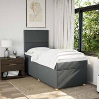 Boxspring met matras stof donkergrijs 90x190 cm - thumbnail