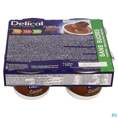 Delical Creme Dessert Hp-hc Z/suiker Cacao 4x124g