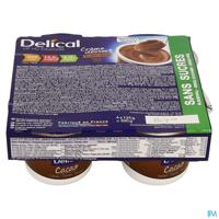 Delical Creme Dessert Hp-hc Z/suiker Cacao 4x124g - thumbnail