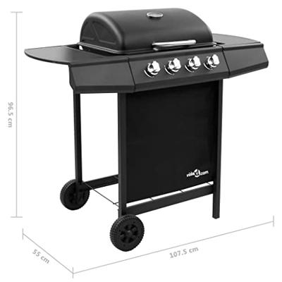 Gasbarbecue-grill met 4 branders zwart - thumbnail