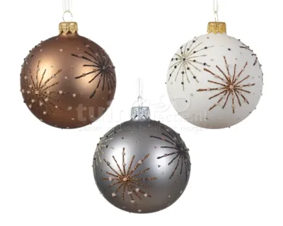 Kerstbal Glas Glitter Ster Ø8cm Assorti 1st