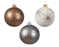 Kerstbal Glas Glitter Ster Ø8cm Assorti 1st - thumbnail