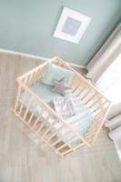 Babybox - ROBA - 75 x 100 cm - Inclusief matgroene boxmat 'Roba Style' - Wielen - Natuurlijk hout - thumbnail