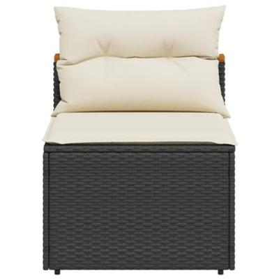 Tuinbanken 2 st zonder armleuning met kussens poly rattan zwart - thumbnail