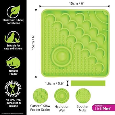 LickiMat Catster kattenvoermat - kattenvoederbak met microschaal voor extra hydratatie - perfect voor voedsel, lekkernijen, yoghurt en angstverlichting voor katten - leuk alternatief voor Slow Feeder