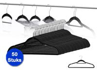 50 Stevige suede kledinghangers - Zwarte kleerhangers - thumbnail