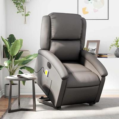 Sta-op-massagestoel elektrisch echt leer grijs