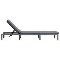 Ligbed met kussen poly rattan antraciet - thumbnail