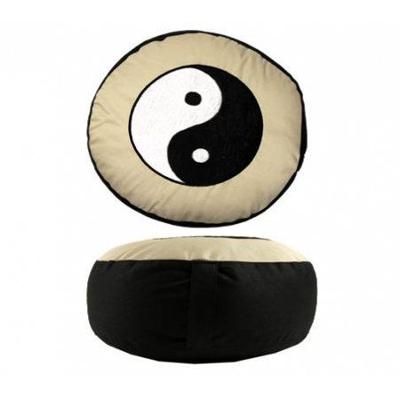 Yogi & Yogini Meditatiekussen Rond Katoen Zwart Wit - Yin Yang - 33 x