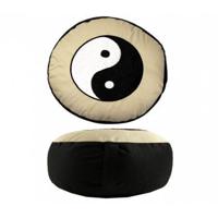 Yogi & Yogini Meditatiekussen Rond Katoen Zwart Wit - Yin Yang - 33 x - thumbnail