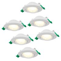 Set van 6 Prado dimbare LED-inbouwspots - 6 watt 570 lumen - CCT instelbare lichtkleur 2700K/4000K/6000K - lage inbouwdiepte 25 mm - rond - IP20 voor gebruik binnenshuis - Wit - thumbnail