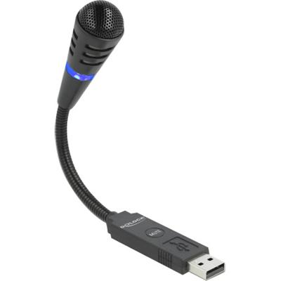 DeLOCK usb zwanenhalsmicrofoon met mute knop (zwart)