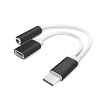 Xccess USB-C Splitter with 3.5mm Jack White/Black - thumbnail