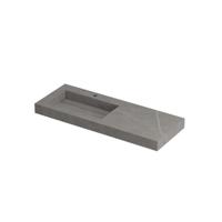 INK Pitch Wastafel Keramische Slab Links met Drain en Front en Side Skirts 1 Kraangat - 1200x450x90 mm - Armani Grey Mat - thumbnail