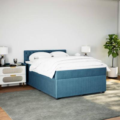 Boxspring met matras fluweel blauw 160x200 cm