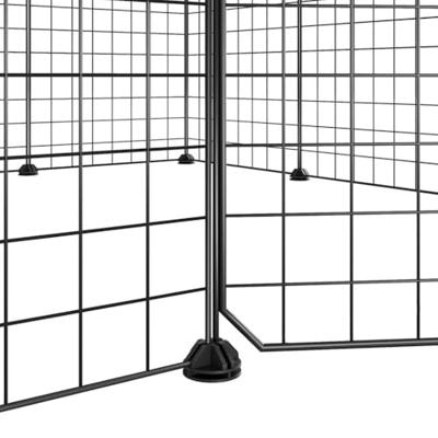 VidaXL Huisdierkooi met 12 panelen en deur, zwart 35x35 cm staal