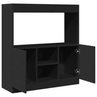 Hoge kast 92x33x100 cm bewerkt hout zwart - thumbnail